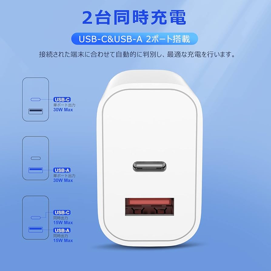 @@@40本1m.40本2miPhone 充電器 Amazon.co.jp: USB 充電器 USB C & USB A 2ポート 30W AC